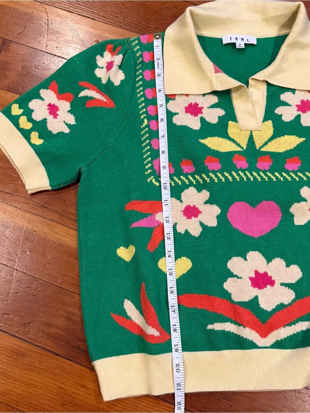 ✨ THML Levone Floral Knit Short Sleeve Sweater Top - Picture 7 of 9